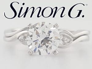 Simon G MR2342 Semi-Mount Duchess 18k White Gold Engagement Ring Set Rtl $2,300