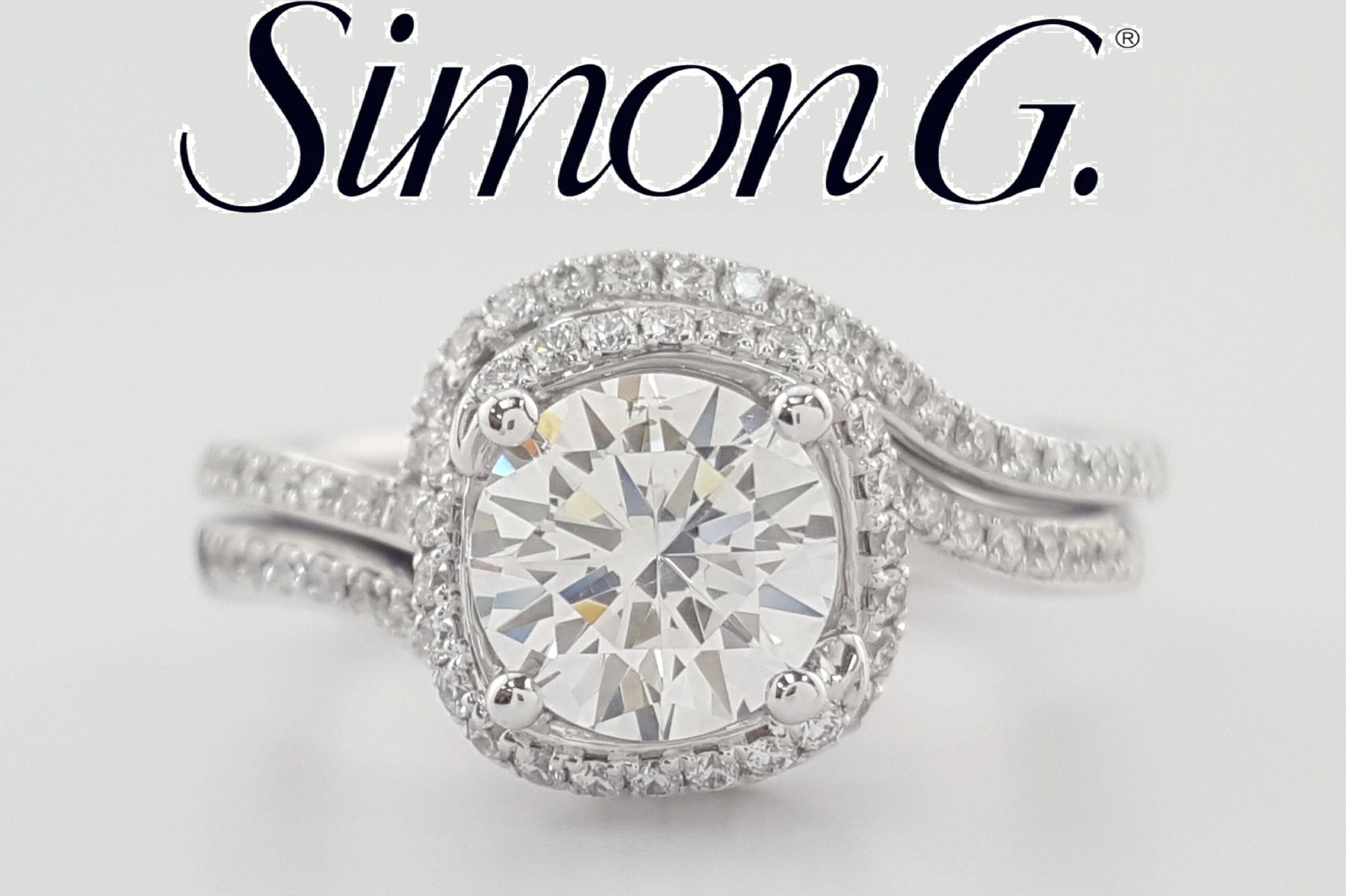 Simon G MR2533 Semi-Mount Passion 18k White Gold Engagement Ring Set Rtl $3,370