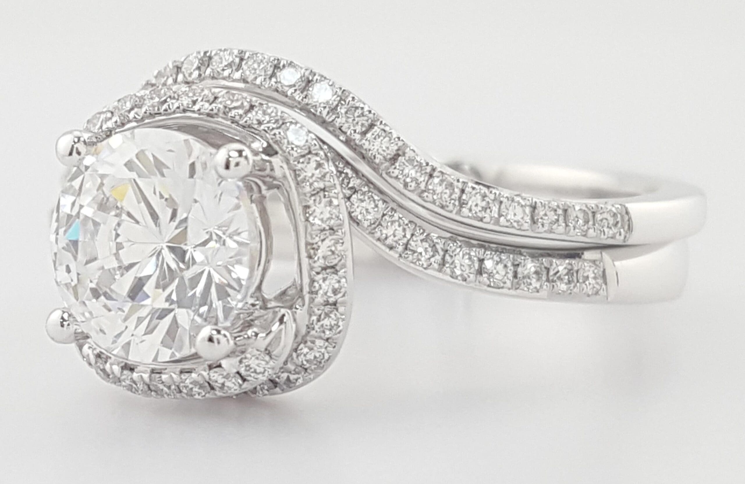 Simon G MR2533 Semi-Mount Passion 18k White Gold Engagement Ring Set Rtl $3,370