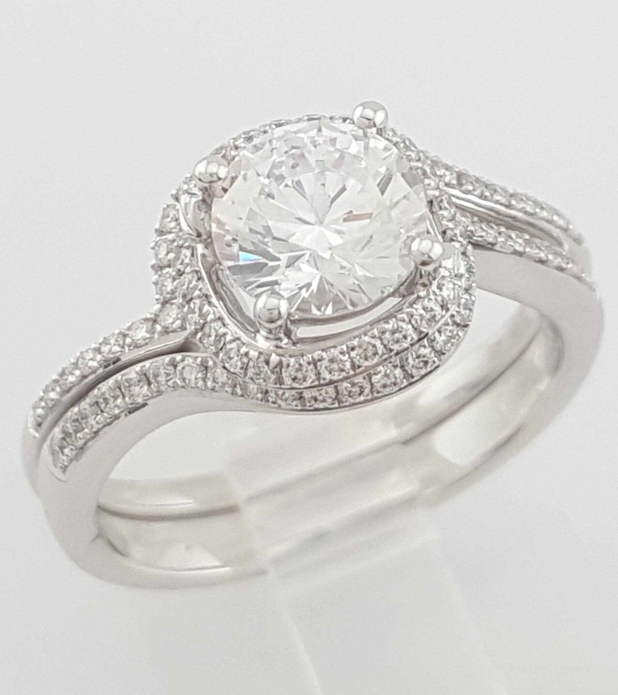 Simon G MR2533 Semi-Mount Passion 18k White Gold Engagement Ring Set Rtl $3,370