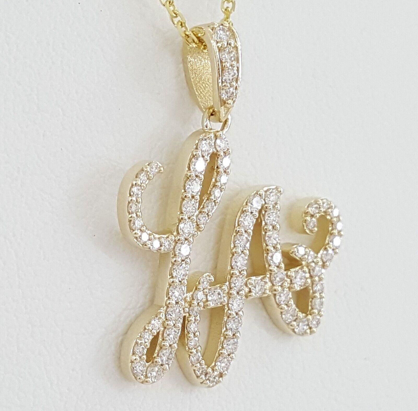 LA Diamond Pendant Necklace 0.7 ct 14k Yellow Gold 16-18"