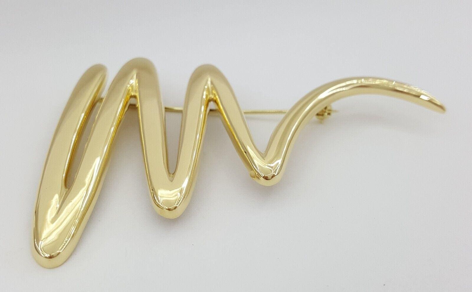 Tiffany & Co Paloma Picasso 18K Zig-Zag Squiggle Pin Brooch Large 23.9Grams 2.6"