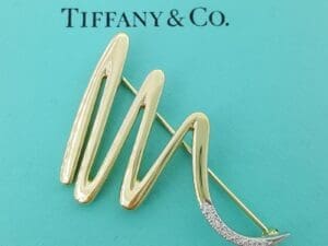 Tiffany & Co Paloma Picasso Zig-Zag Squiggle Diamond Pin Brooch Large 18k Plat