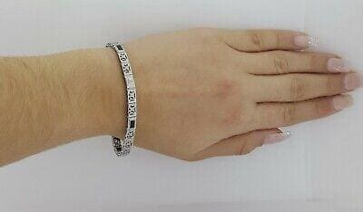 Antique Sapphire 14K White Gold & Old Euro Cut Diamond Bar Bracelet 8.6 grams 7"