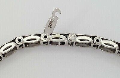 Antique Sapphire 14K White Gold & Old Euro Cut Diamond Bar Bracelet 8.6 grams 7"