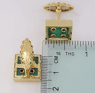 Vintage French BG Paris 18K Yellow Gold Malachite Dice Cufflinks 22 Grams