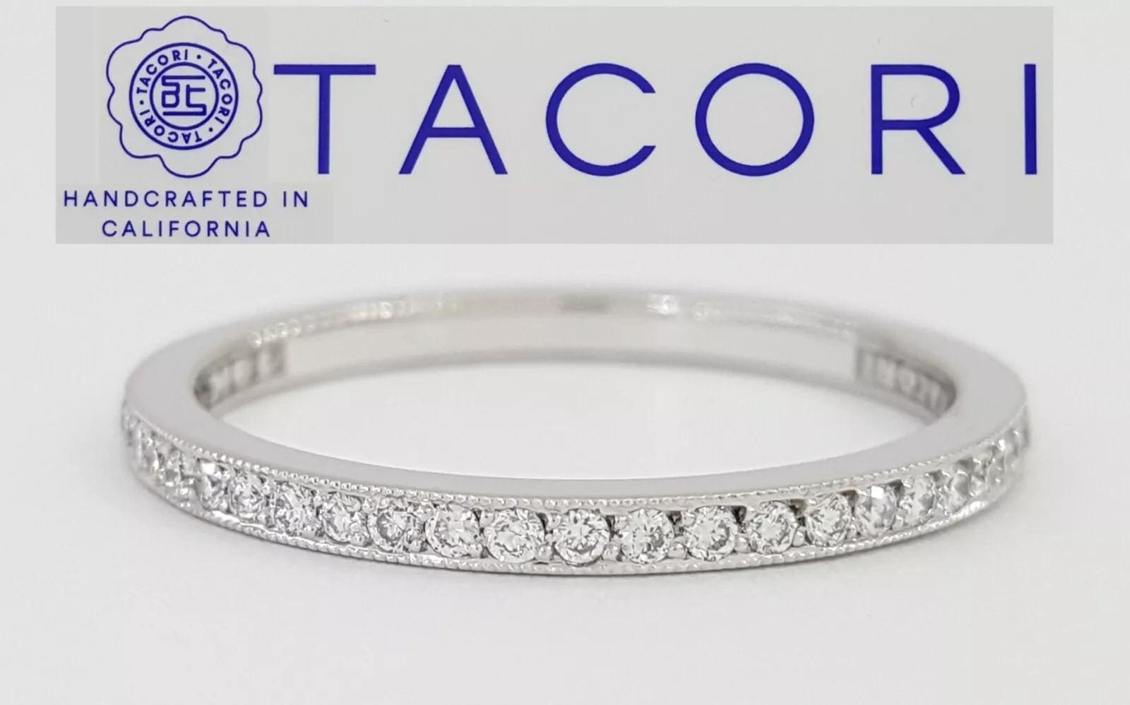 Tacori Ribbon 2526ETML Milgrain Diamond Wedding Eternity Band Ring 0.31 ct 4,315