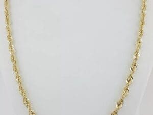 Yellow Gold Lightweight Diamond Cut Rope Chain Necklace 10K 28" 17.3 Grams 5 mm