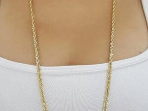 14K Yellow Gold Diamond Cut Rope Chain Necklace 30" 33.7 Grams 3.7 mm