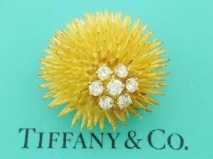 Vintage Tiffany & Co Diamond Sea Urchin Brooch Pin 0.55 ct 18k Gold 16.2 Grams