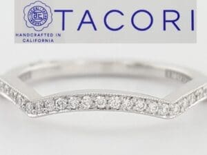 Tacori Ribbon 2647SMB 18k Gold 0.13 ct Diamond Wedding Band Ring Rtl $2,975