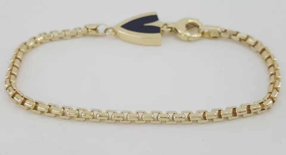 Bernard K Passman Black Coral Meteorite 18k Yellow Gold Box Bracelet 19.6 g 8"