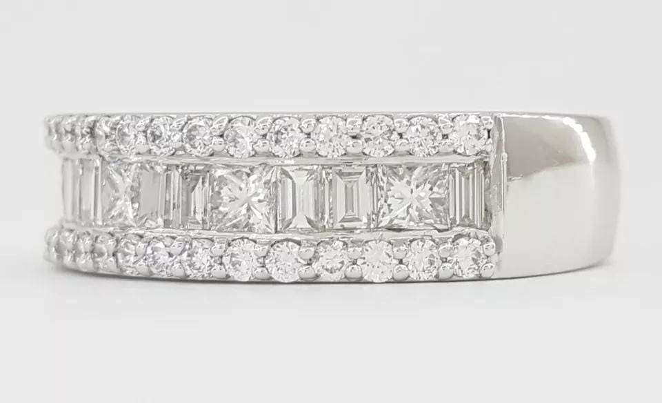 Three Row Diamond Half Circle Wedding Anniversary Band Ring 1.97 ct Platinum