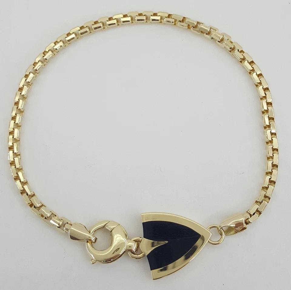 Bernard K Passman Black Coral Meteorite 18k Yellow Gold Box Bracelet 19.6 g 8"