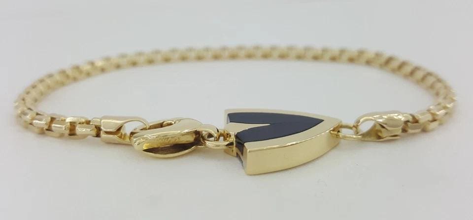 Bernard K Passman Black Coral Meteorite 18k Yellow Gold Box Bracelet 19.6 g 8"