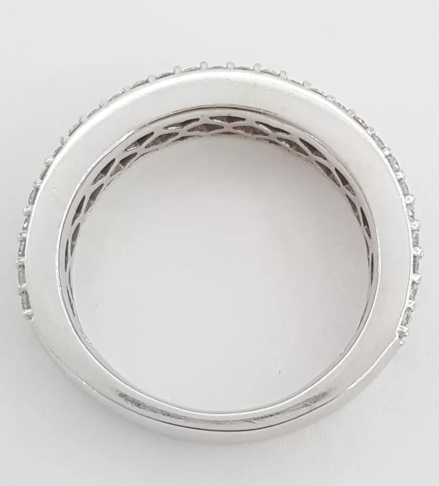 Three Row Diamond Half Circle Wedding Anniversary Band Ring 1.97 ct Platinum