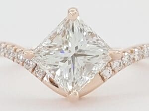 Ideal Princess Cut Diamond Engagement Ring 1.22 ct F/VVS2 14K Rose Gold Rtl $10k