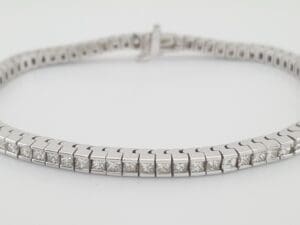 Princess Cut Diamond Tennis Bracelet 4 ct 18K White Gold 7" Retail $8K