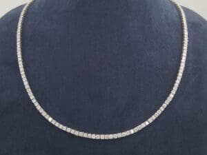 Round Diamond Straight Line Tennis Necklace 9 ct 14K White Gold 17" Rtl $22,000