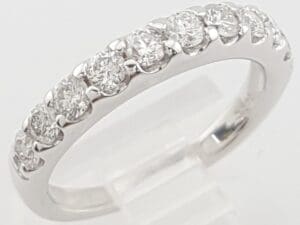 Round Diamond Half Circle Wedding Band 0.6 ct 14k White Gold 3.2 mm Rtl $1,800