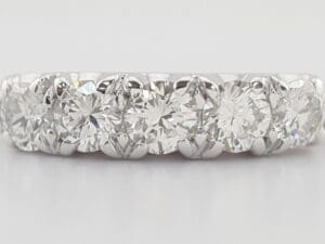 Vintage Round Diamond 5 Five Stone Band Ring 0.85 ct 14k White Gold