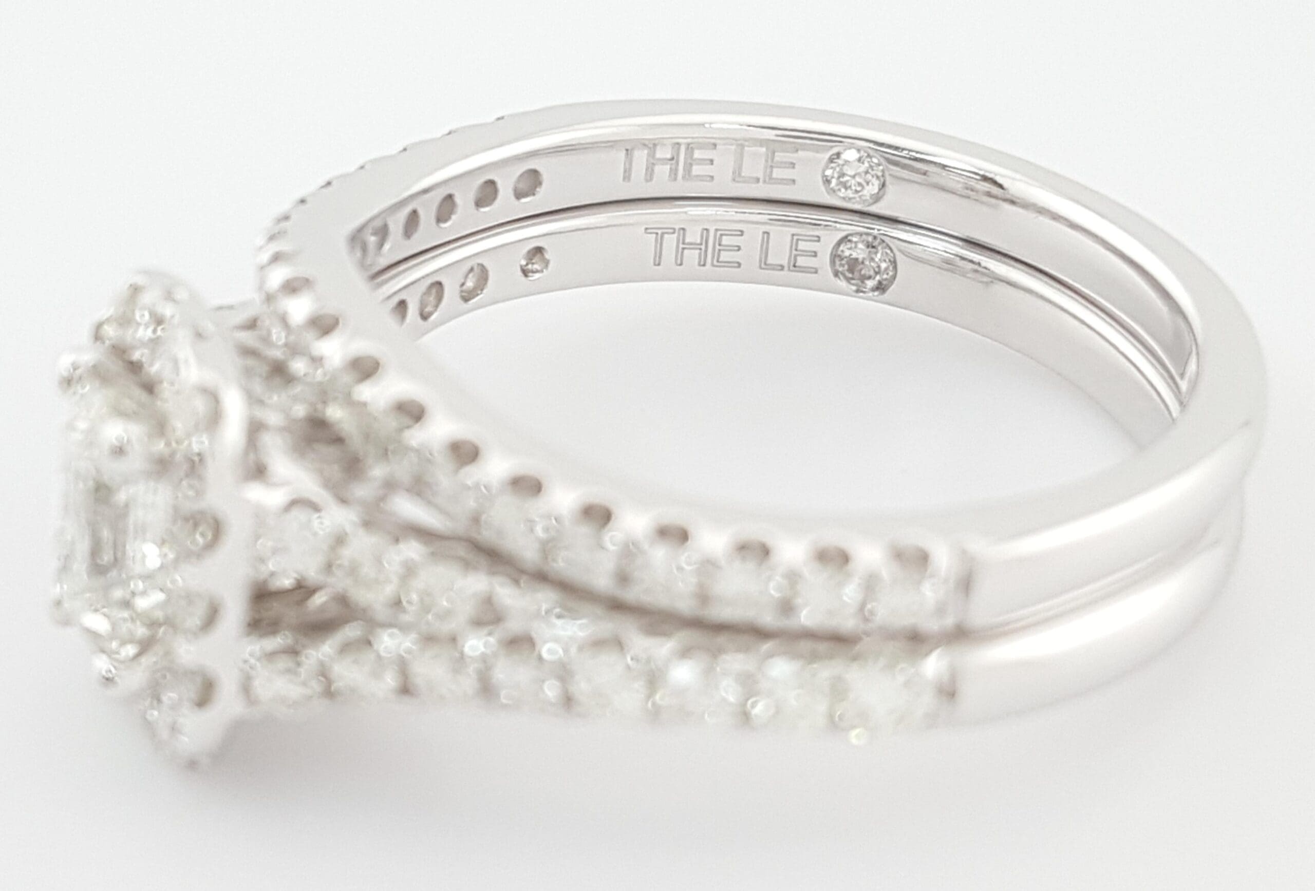 The Leo Emerald Diamond Halo Engagement Ring & Band Set 1.23 ct 14K White Gold