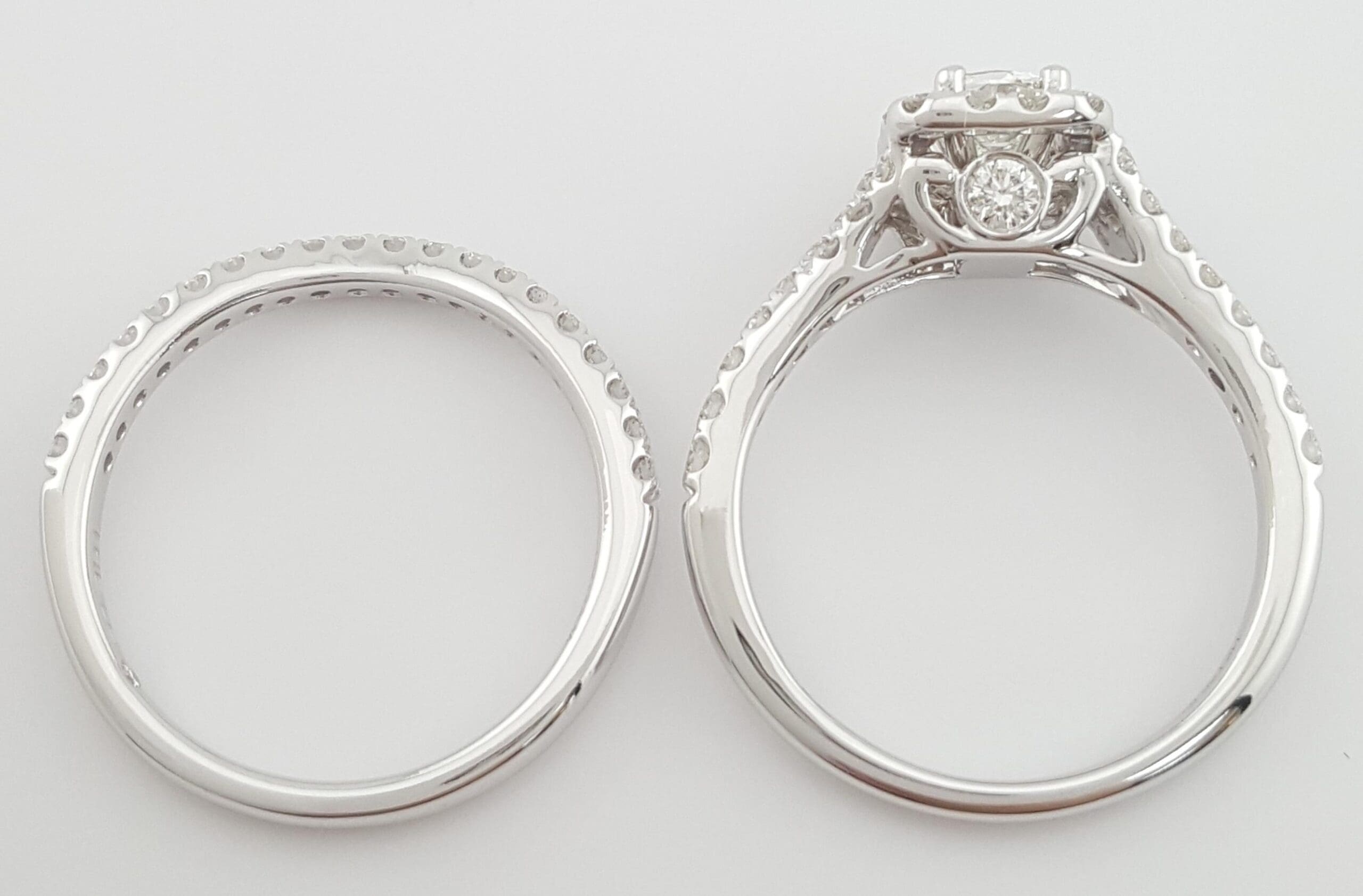 The Leo Emerald Diamond Halo Engagement Ring & Band Set 1.23 ct 14K White Gold