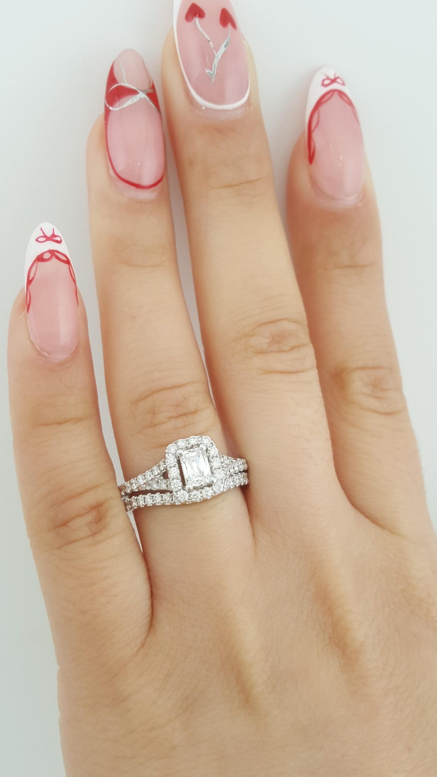 The Leo Emerald Diamond Halo Engagement Ring & Band Set 1.23 ct 14K White Gold