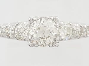 Antique Art Deco Old European Cut Diamond Engagement Ring 0.91 ct Platinum