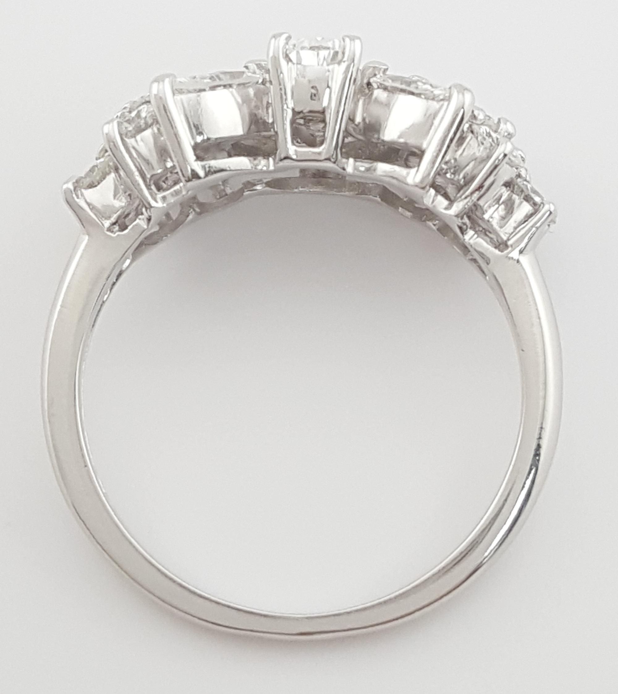 Vintage Pear Marquise Round Diamond Statement Band Ring Platinum 1.35 ct