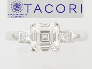 Tacori Asscher Cut Diamond 3-Stone Platinum Engagement Ring 1.23 ct Rtl $10.5K