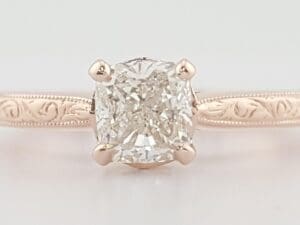 Noam Carver Cushion Diamond Engagement Ring 14k Rose Gold 0.84 ct Retail $5k