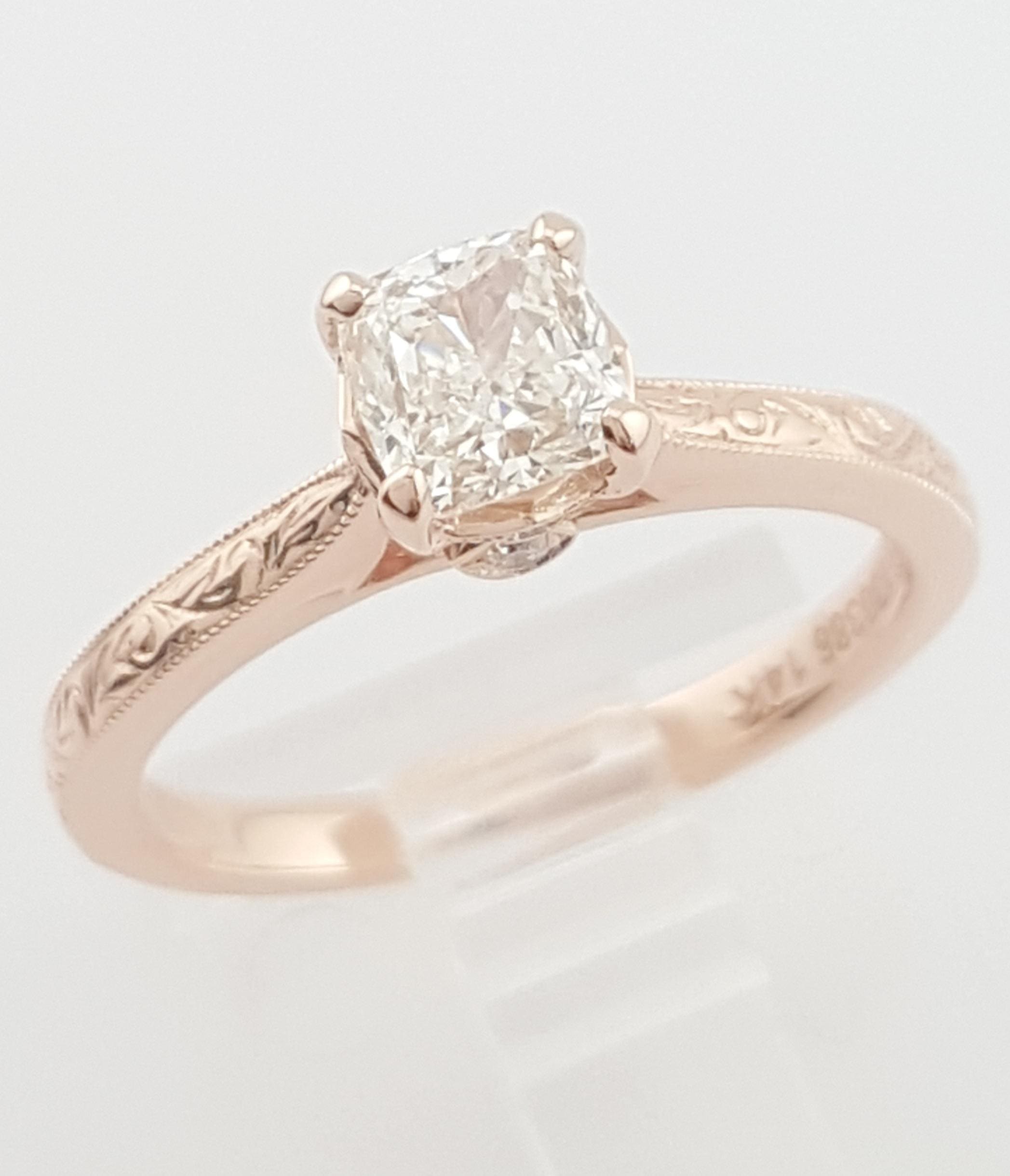 Noam Carver Cushion Diamond Engagement Ring 14k Rose Gold 0.84 ct Retail $5k