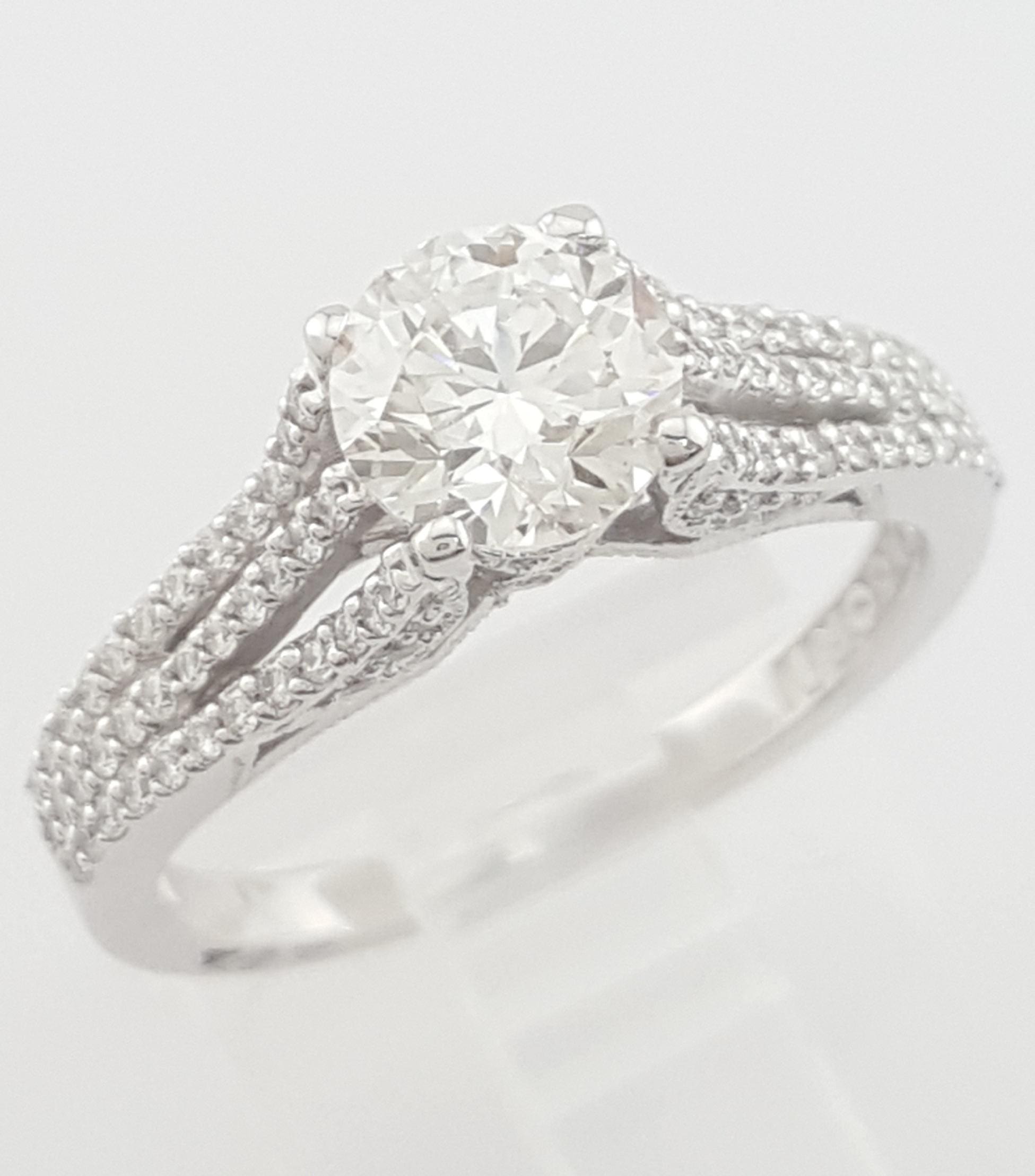 Tacori Round Diamond Engagement Ring 1.36ct 18K White Gold Rtl $11,500