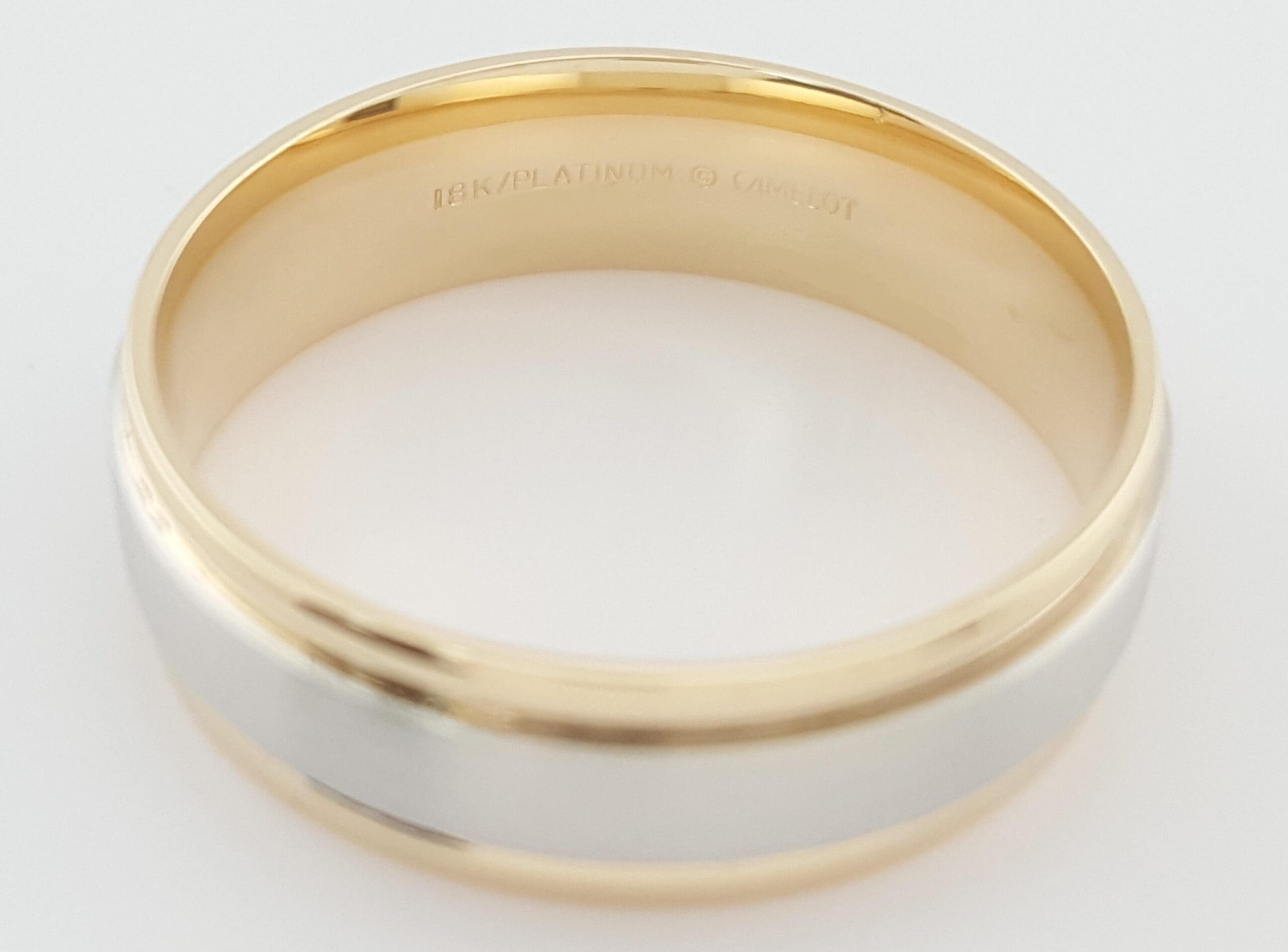 Men's 18k Yellow Gold Platinum Wedding Band Ring 6.5 mm 8.5 grams Size 11