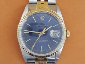 Rolex Datejust 16233 36 mm 18k Yellow & SS Jubilee Blue Sunburst Dial Watch 2000