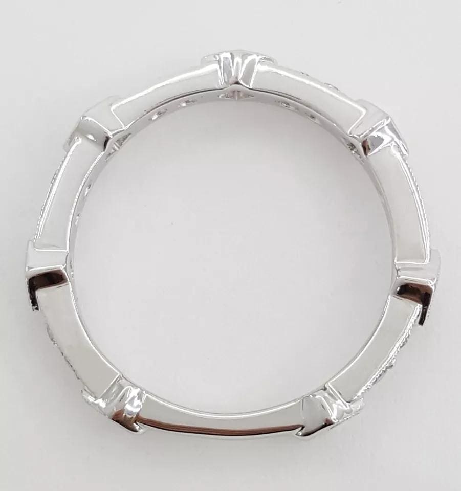 Round & Princess Diamond Wedding Band Ring 0.6 ct 18K White Gold