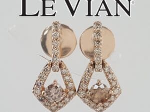 LeVian Chocolate Nude Diamond Drop Dangle Earrings 14k Strawberry Gold 0.63 ct