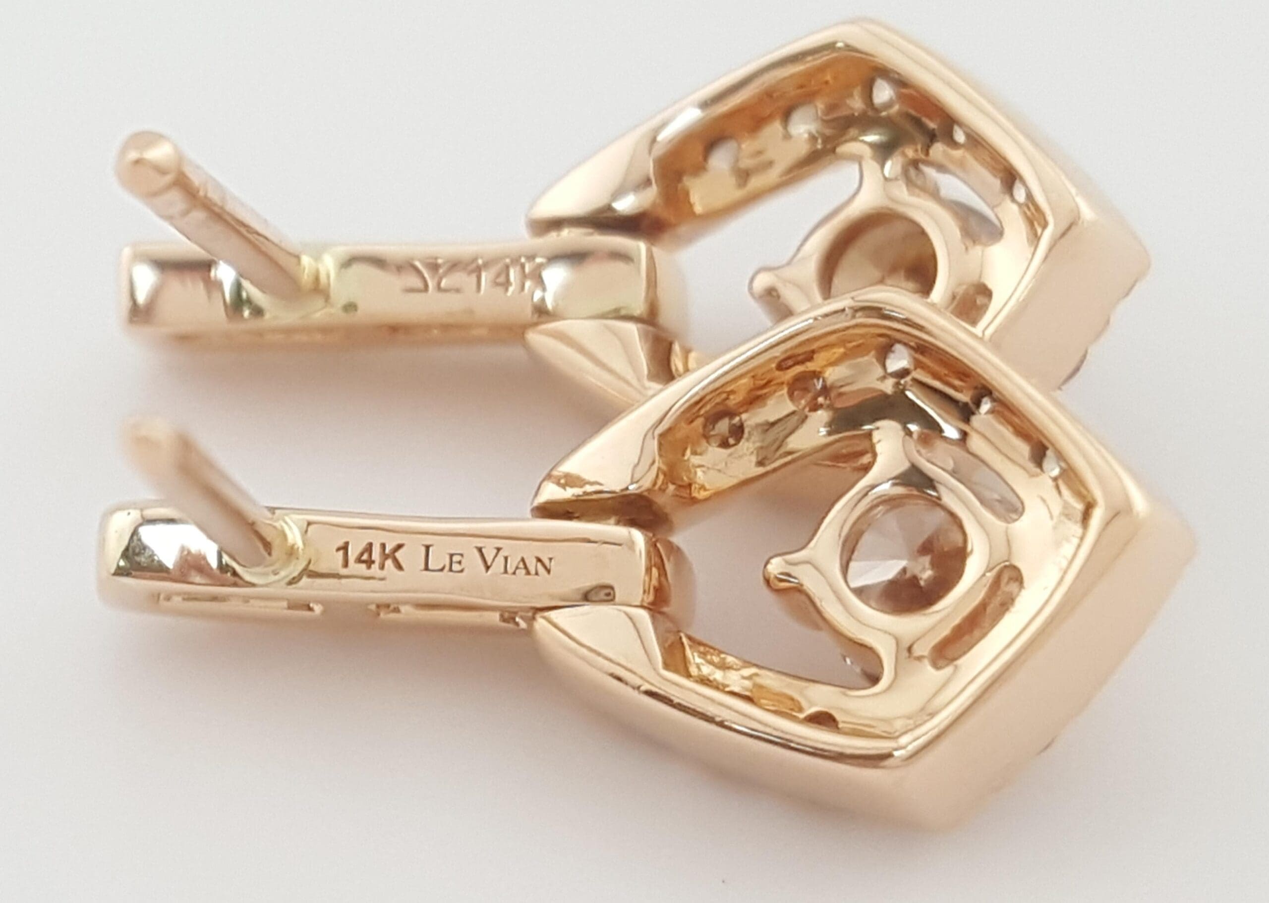 LeVian Chocolate Nude Diamond Drop Dangle Earrings 14k Strawberry Gold 0.63 ct