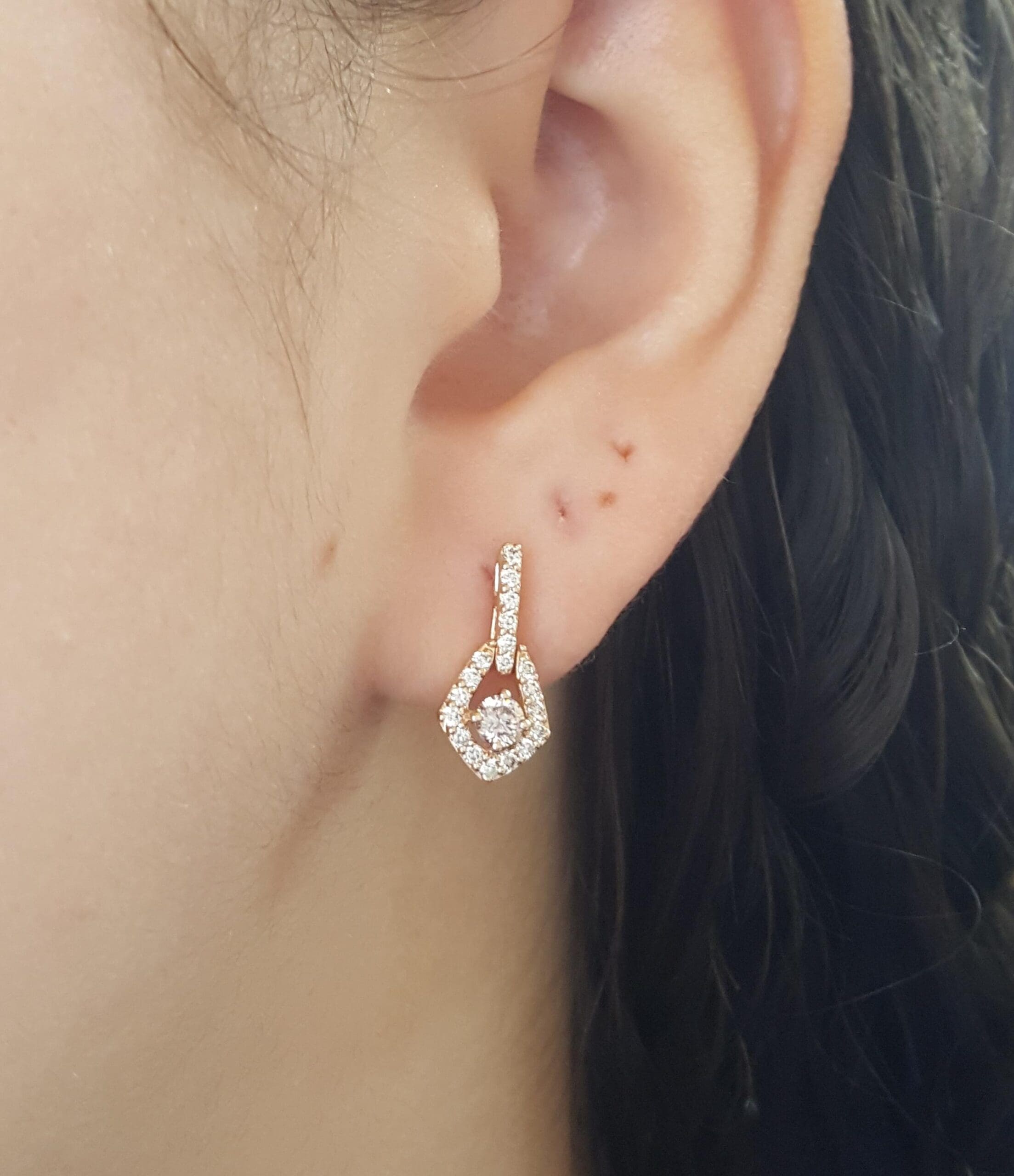 LeVian Chocolate Nude Diamond Drop Dangle Earrings 14k Strawberry Gold 0.63 ct