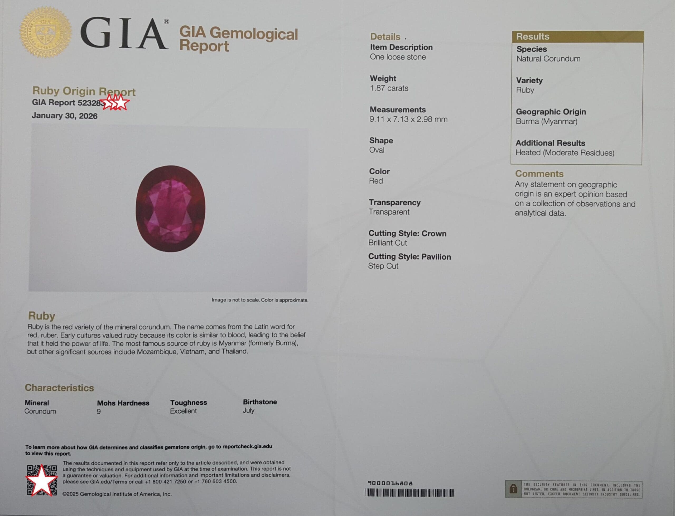 Oval Burma Ruby Diamond Three Stone Engagement Ring 2.72 ct 14k Yellow Gold $17K