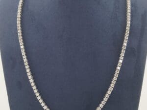 Round Diamond Straight Line Tennis Necklace 7.77ct 14K White Gold 17" Rtl $19.5K