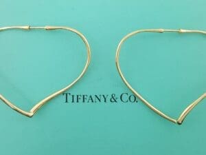 Tiffany & Co Elsa Peretti Open Heart Hoop Earrings 18k Yellow Gold Large $8,400