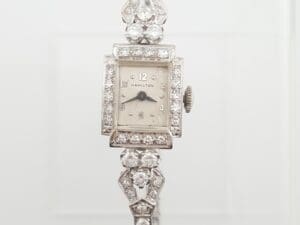 Vintage Ladies Hamilton Diamond Manual Watch 14k White Gold 2.5 ct 15.2 Grams