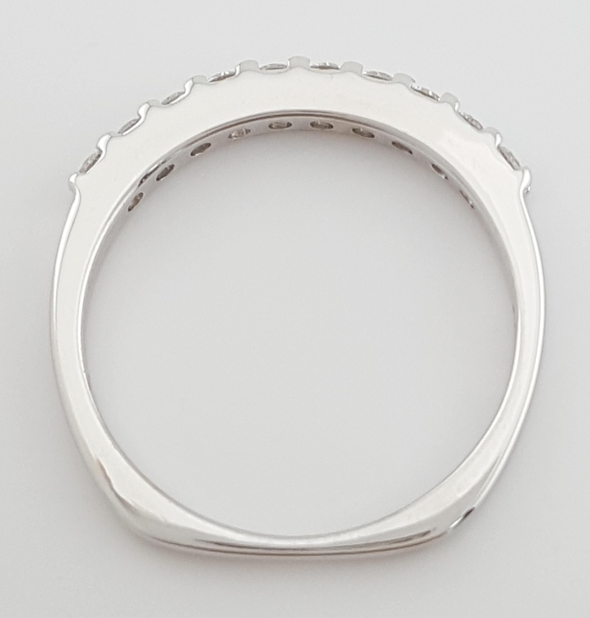 Half Circle Round Diamond Shared Prong Wedding Band 0.33 ct 14k White Gold 2mm