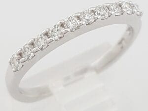 Half Circle Round Diamond Shared Prong Wedding Band 0.33 ct 14k White Gold 2mm