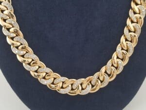 Diamond Cuban Chain Necklace 6 ct 18K Yellow Gold Germany 13.5 mm 244.5 Grams