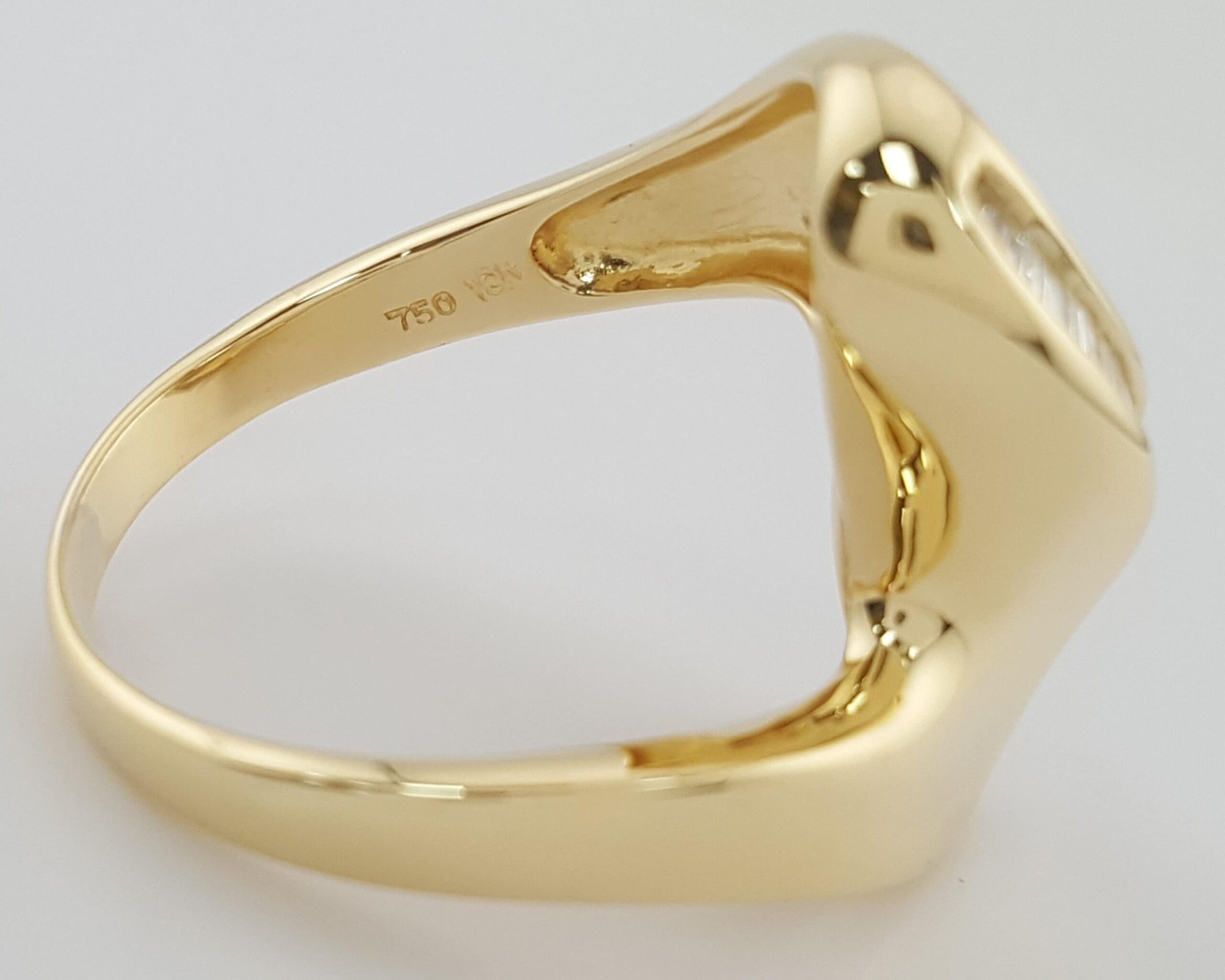 Baguette Diamond Swirl Channel Set Statement Ring 0.35 ct 18K Yellow Gold