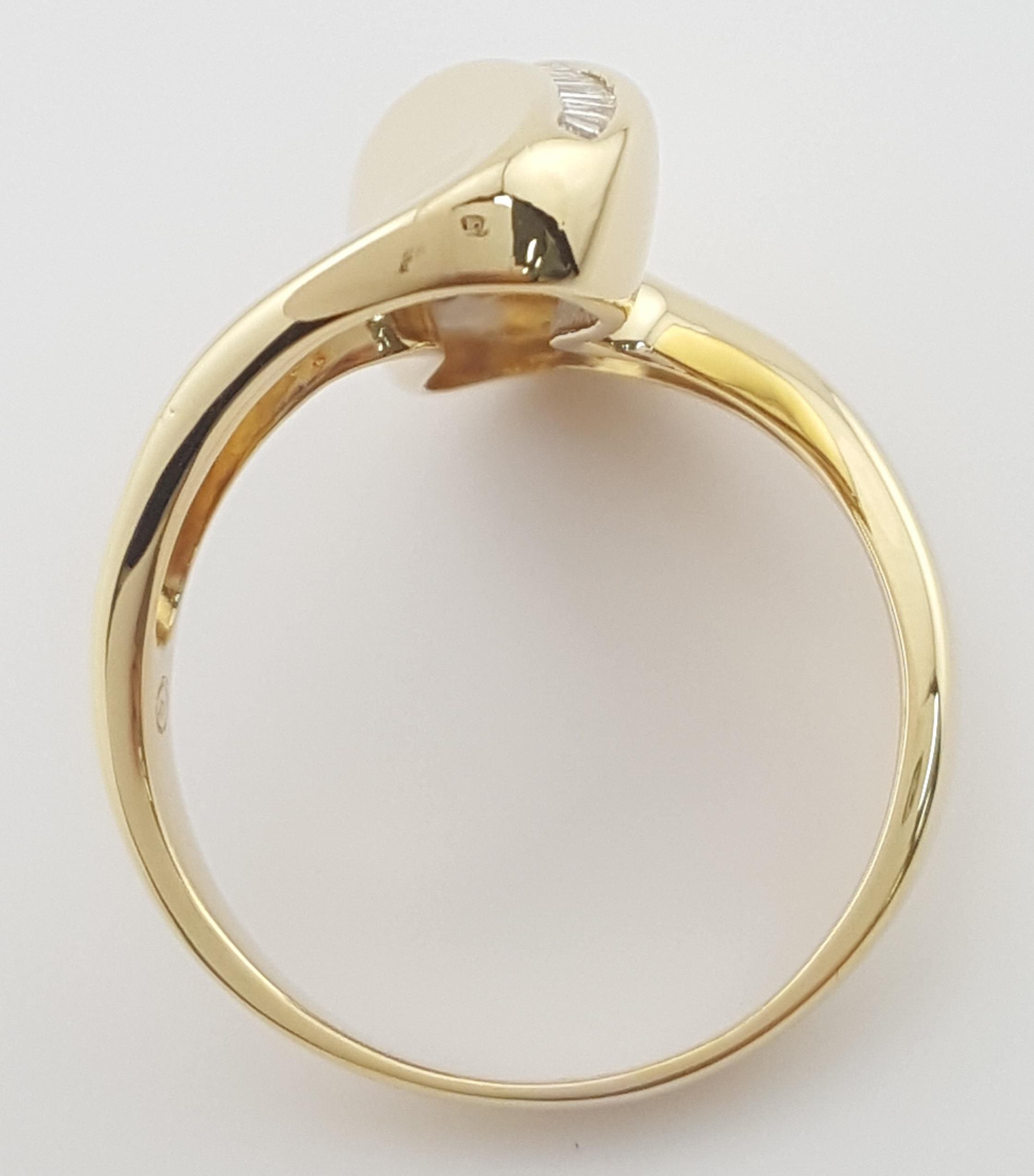 Baguette Diamond Swirl Channel Set Statement Ring 0.35 ct 18K Yellow Gold