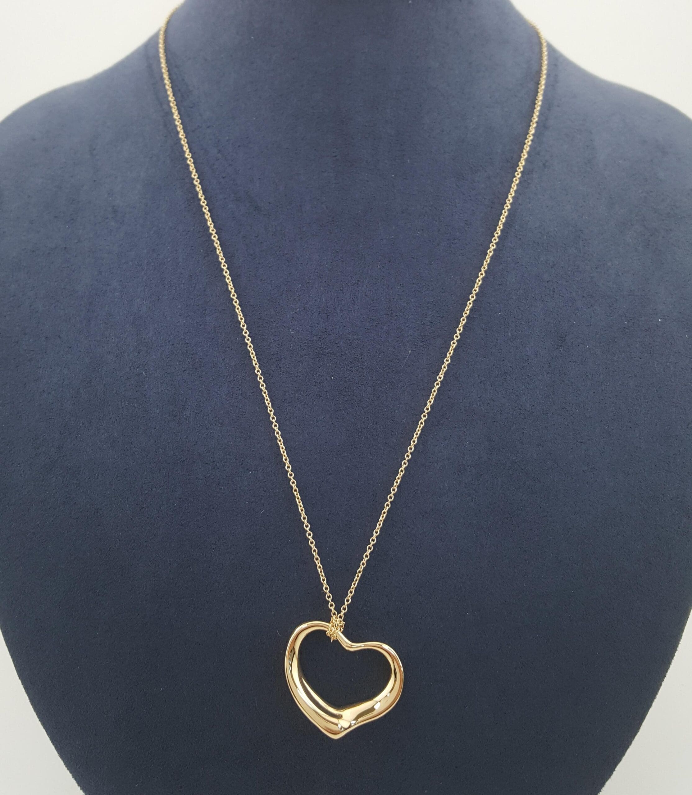 Tiffany & Co Elsa Peretti® 18K Yellow Gold Medium 22mm Open Heart Pendant 18"